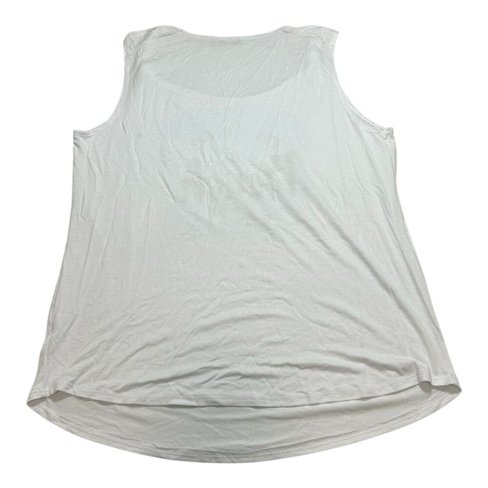 Ava James Large White “Don’t Worry Beach Happy” Graphic Knot Shoulder Tank Top - Picture 3 of 6